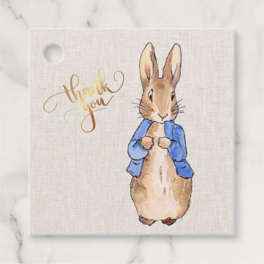 Peter met Beige Linen Achtergrond Bedankjes Labels (Voorkant)