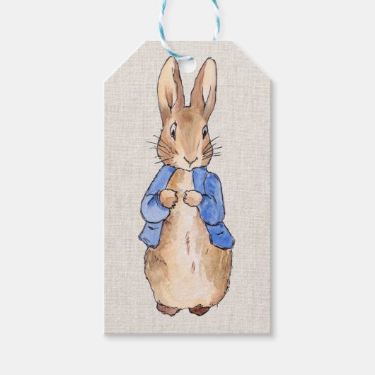 Peter met Beige Linen Achtergrond Cadeaulabel (Voorkant)