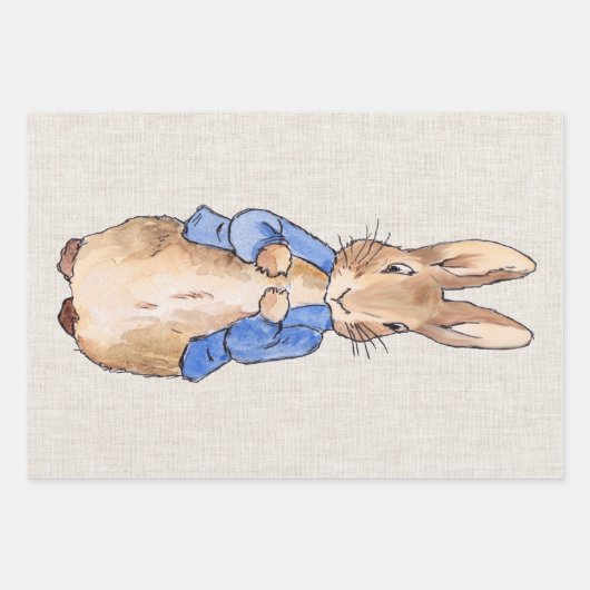 Peter met Beige Linen Achtergrond Inpakpapier Vel (Voorkant 2)