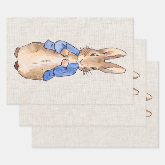 Peter met Beige Linen Achtergrond Inpakpapier Vel (Set)