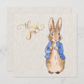 Peter met beige linnen achtergrond bedankkaart (Voorkant / Achterkant)