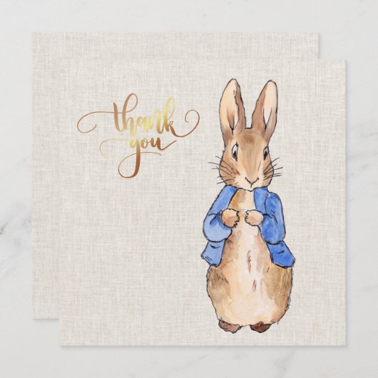 Peter met beige linnen achtergrond bedankkaart (Voorkant / Achterkant)