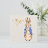 Peter met beige linnen achtergrond bedankkaart (Staand voorkant)