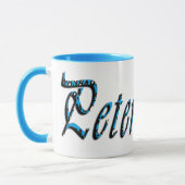 Peter, Naam, Logo, Blue Combo Koffie Mok (Links)