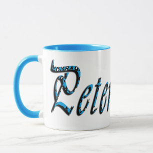 Peter, Naam, Logo, Blue Combo Koffie Mok