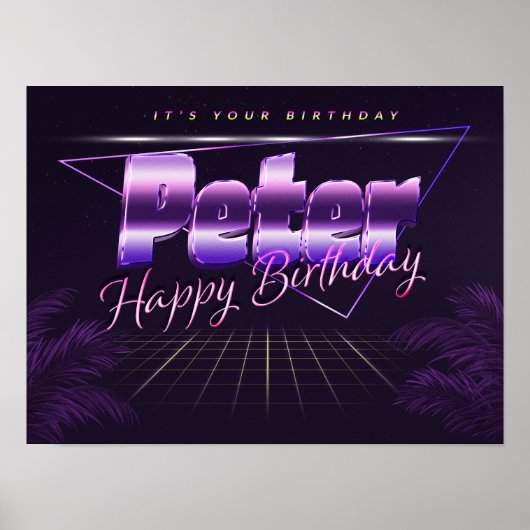 Peter Name Vorname lila retro Poster Geburtstag (Voorkant)