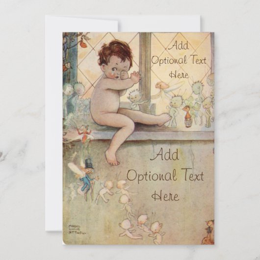 Peter Pan aan het raam met feeën - Uitnodiging (Voorkant)