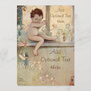 Peter Pan aan het raam met feeën - Uitnodiging