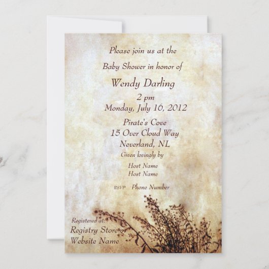 Peter Pan as Flying Baby Invite Kaart (Achterkant)