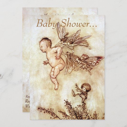 Peter Pan as Flying Baby Invite Kaart (Voorkant / Achterkant)