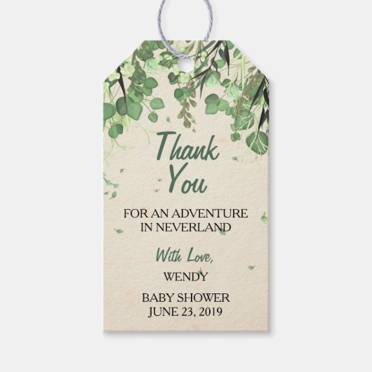 Peter Pan Baby shower Favor Tag Cadeaulabel (Voorkant)