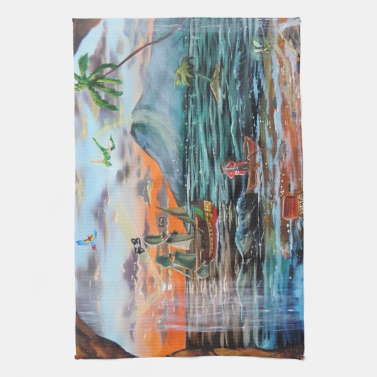 Peter Pan Hook's cove Tinker Bell schilderij Theedoek (Verticaal)