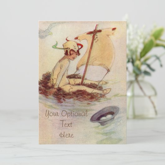 Peter Pan on Nest Raft - Baby Uitnodiging (Staand voorkant)