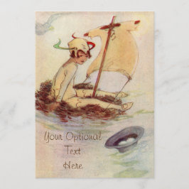 Peter Pan on Nest Raft - Baby Uitnodiging