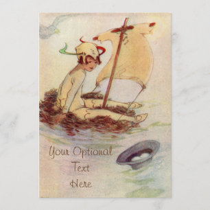 Peter Pan on Nest Raft - Baby Uitnodiging