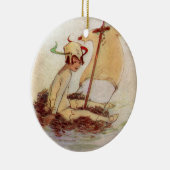 Peter Pan op Nest Raft Keramisch Ornament (Rechts)