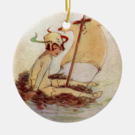 Peter Pan op Nest Raft Keramisch Ornament