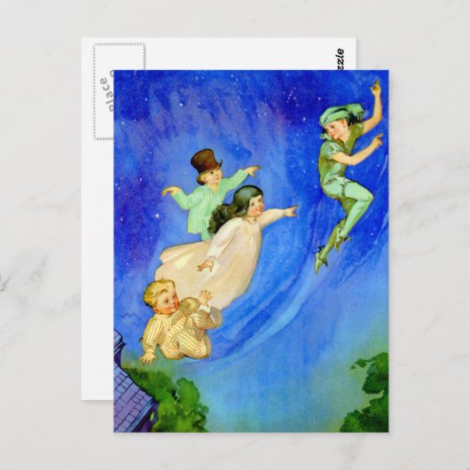 PETER PAN, WENDY, JOHN EN MICHAEL VLIEGEN WEG BRIEFKAART (Voorkant / Achterkant)