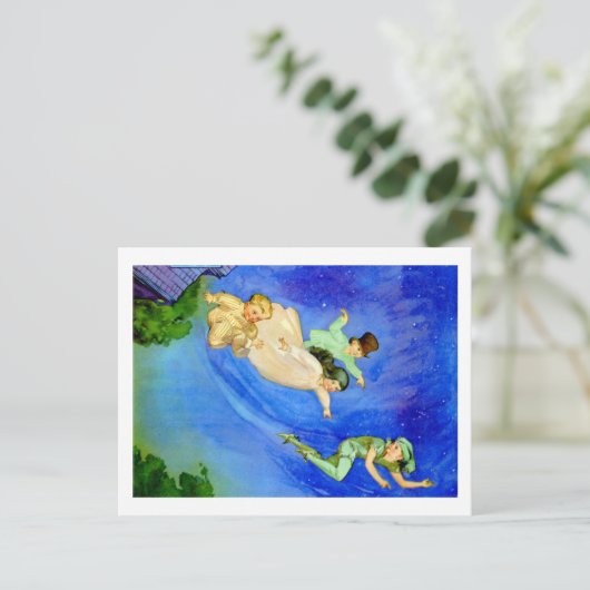 PETER PAN, WENDY, JOHN EN MICHAEL VLIEGEN WEG BRIEFKAART (Staand voorkant)