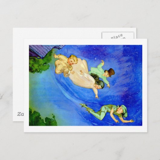 PETER PAN, WENDY, JOHN EN MICHAEL VLIEGEN WEG BRIEFKAART (Voorkant / Achterkant)