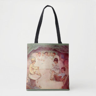 Peter Pan Wendy Lost Boys paddenstoel grot boek Tote Bag