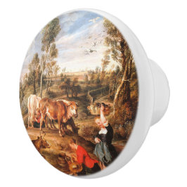 Peter Paul Rubens Melkmeisjes met vee in een lands Keramische Knop