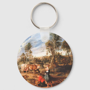 Peter Paul Rubens Melkmeisjes met vee in een lands Sleutelhanger