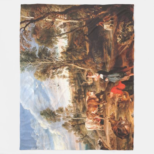 Peter Paul Rubens Milkmaids met vee in een land Fleece Deken (Voorkant)