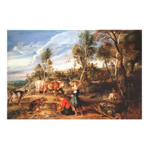 Peter Paul Rubens Milkmaids met vee in een land Foto Afdruk