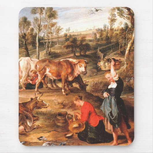 Peter Paul Rubens Milkmaids met vee in een land Muismat (Voorkant)