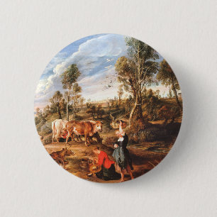 Peter Paul Rubens Milkmaids met vee in een land Ronde Button 5,7 Cm