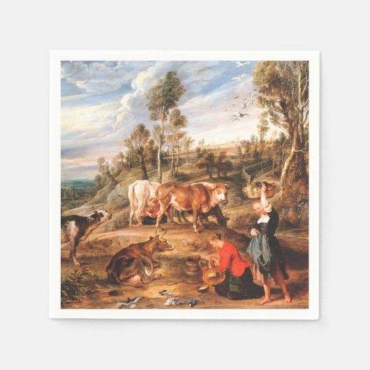 Peter Paul Rubens Milkmaids met vee in een land Servet (Voorkant)