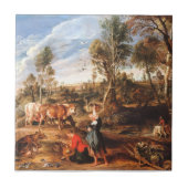 Peter Paul Rubens Milkmaids met vee in een land Tegeltje (Voorkant)