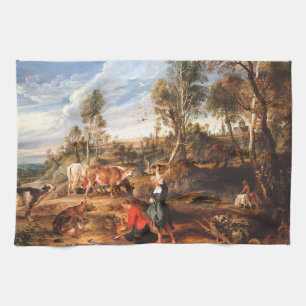 Peter Paul Rubens Milkmaids met vee in een land Theedoek
