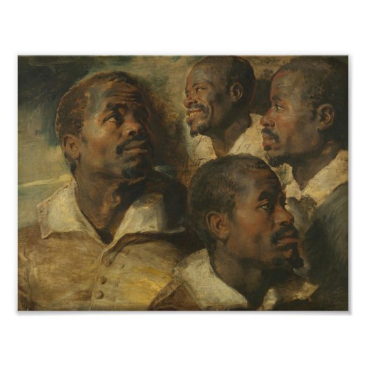 Peter Paul Rubens - Vier studies van een hoofd Foto Afdruk (Voorkant)