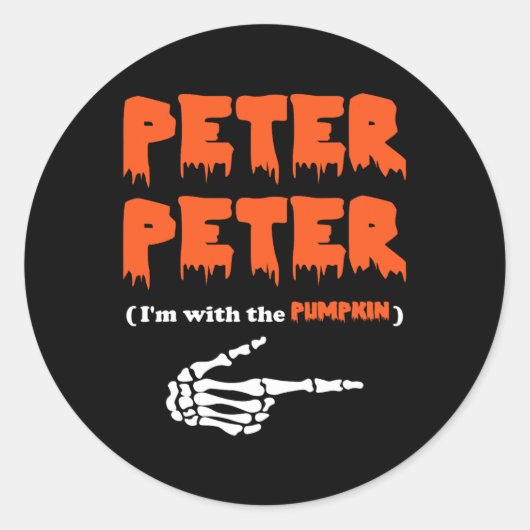 Peter Peter is bij de pompoen. Ronde Sticker (Voorkant)