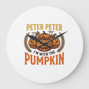 Peter Peter Pompoen Vintage Halloween T-shirt Ontw Grote Klok