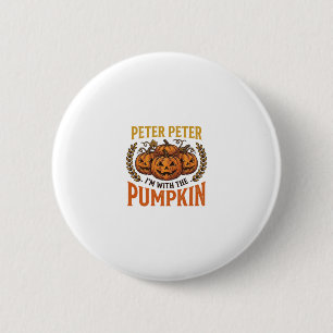 Peter Peter Pompoen Vintage Halloween T-shirt Ontw Ronde Button 5,7 Cm