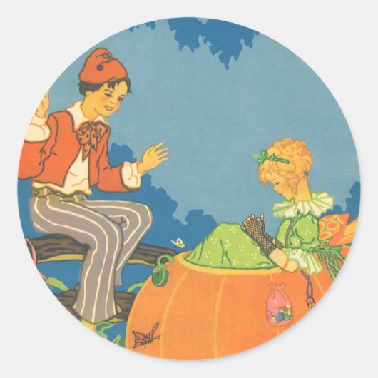 Peter Peter Pumpkin Eater,  Nursery Rhyme Ronde Sticker (Voorkant)