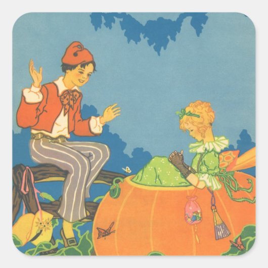 Peter Peter Pumpkin Eater,  Nursery Rhyme Vierkante Sticker (Voorkant)
