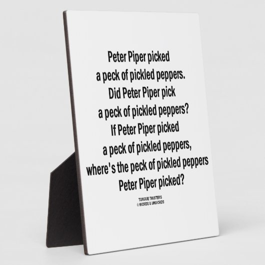 Peter Piper Picked Peck of Picked Peppers Fotoplaat (Zijkant)