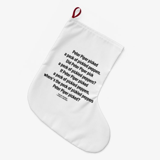 Peter Piper Picked Peck of Picked Peppers Grote Kerstsok (Voorkant (Hangend))