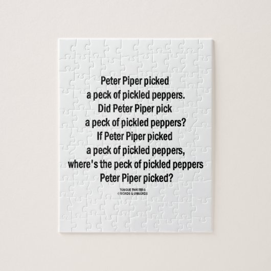 Peter Piper Picked Peck of Picked Peppers Legpuzzel (Verticaal)