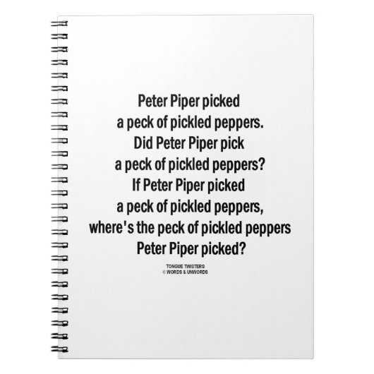 Peter Piper Picked Peck of Picked Peppers Notitieboek (Voorkant)