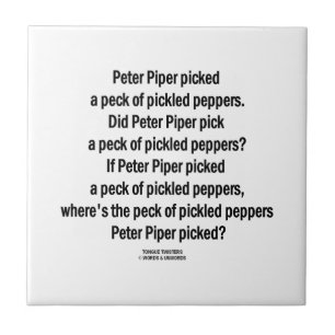 Peter Piper Picked Peck of Picked Peppers Tegeltje