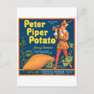 Peter Piper Potato Fancy Sweets Crate Labe Briefkaart