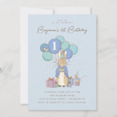 Peter Rabbit 1e Verjaardag Blauw Confetti Kaart (Voorkant)