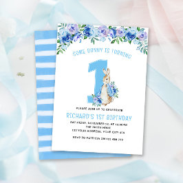 Peter Rabbit 1st Birthday Blue Floral Kaart