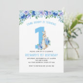 Peter Rabbit 1st Birthday Blue Floral Kaart (Staand voorkant)