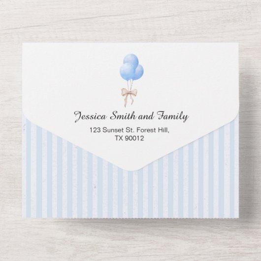 Peter Rabbit Baby Boy Alles in één Uitnodiging (Achterkant)